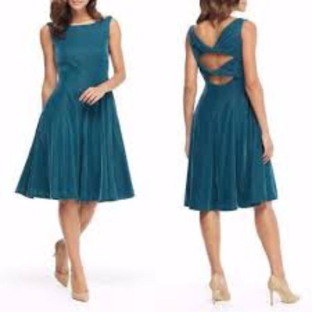 GAL MEETS GLAM CHRISTINE VELVET MIDI WOMEN TWIST BACK SLEEVELESS DRESS SIZE 0